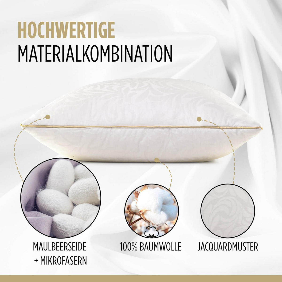 SCHLAFKISSEN Baumwolle weiß 50x70 - Weiß, Textil (50/70cm) - Vitapur