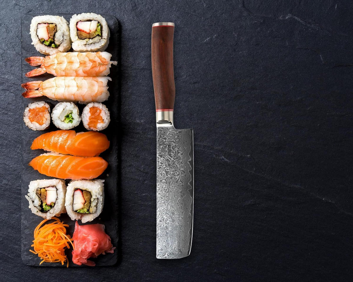 NAKIRIMESSER 18 cm - Nussbaumfarben, Holz/Metall (31cm) - Zayiko