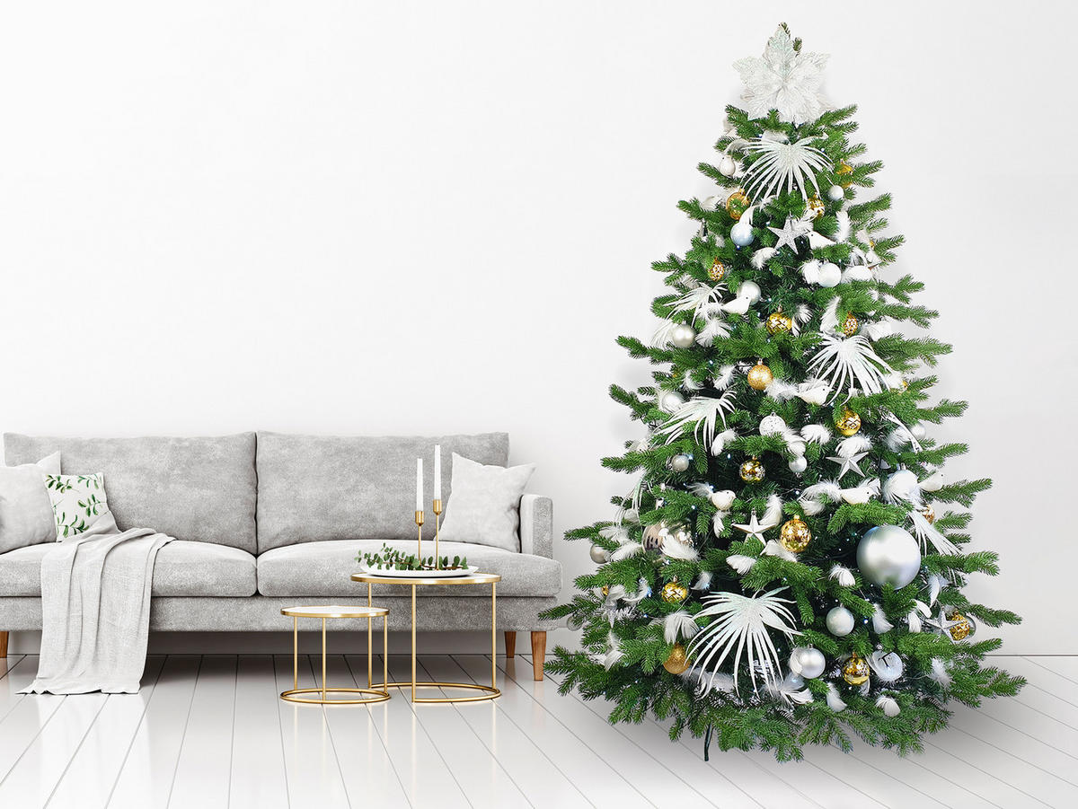 LAALU CHRISTBAUMKUGEL-SET 133 Stück in Luxusbox POLAR GOLD für Weihnachtsbäume 120-210 cm - Silberfarben/Goldfarben, Glas/Kunststoff (55/50/75cm) - LAALU