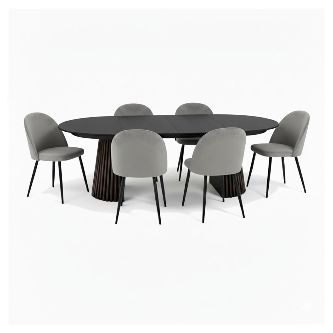 ebuy24 Tischgruppe Schwarz, Grau 120x75x120 cm