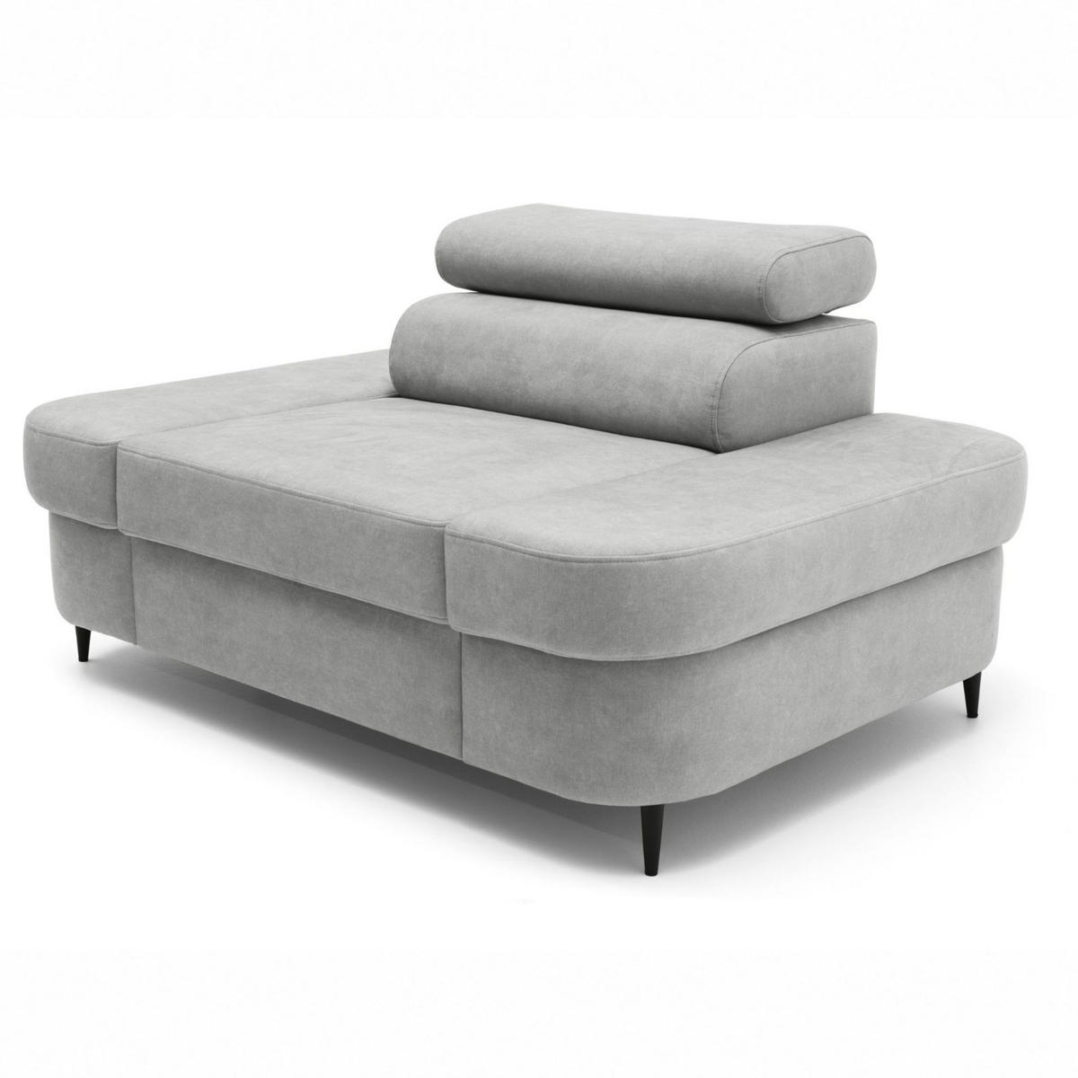 SESSEL PRIAM mit verstellbare Kopfstütze Velours Grau - Schwarz/Grau, Holz/Textil (145/97/105cm) - Muffo