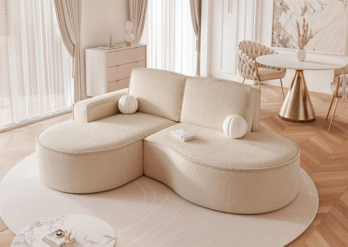 ECKSOFA Arlet In Stoff Abriamo - Beige, Holzwerkstoff/Textil (277/156cm) - Fun Möbel