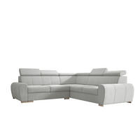 ECKSOFA APOLLO,mit Schlaffunktion und Bettkasten, Farbe: Hellgrau, Velourstoff, Ottomane Rechts - Hellgrau, Textil (255/255cm) - O-Sofa