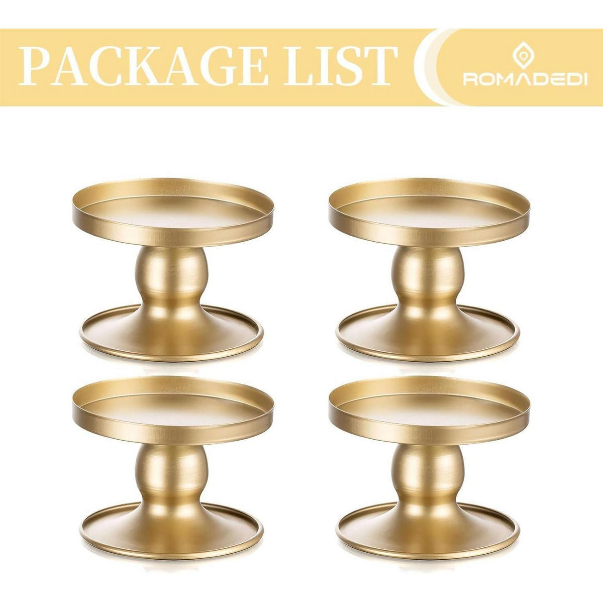 KERZENSTÄNDER 4er Set Metall Gold - Goldfarben, Metall (5/5/20cm)