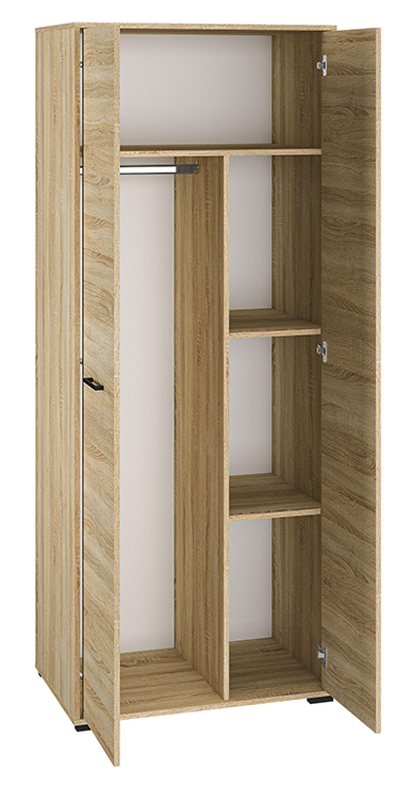 GARDEROEBNSCHRANK Caro Sonoma Eiche hell 80 / 51 / 199cm - Braun/Sonoma Eiche, Holz/Holzwerkstoff (80/199/51cm) - Feldmann-Wohnen