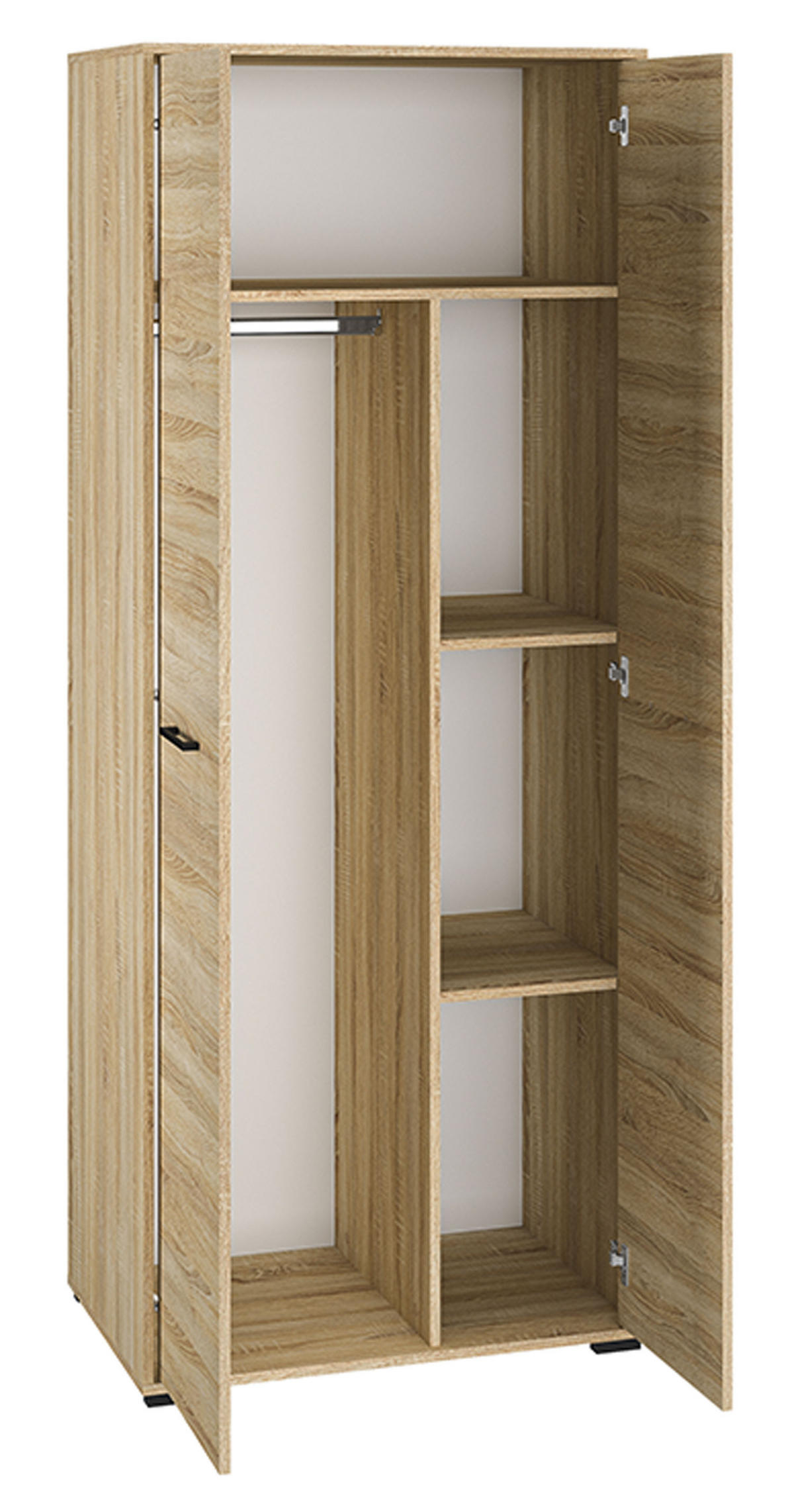 GARDEROEBNSCHRANK Caro Sonoma Eiche hell 80 / 51 / 199cm - Braun/Sonoma Eiche, Holz/Holzwerkstoff (80/199/51cm) - Feldmann-Wohnen