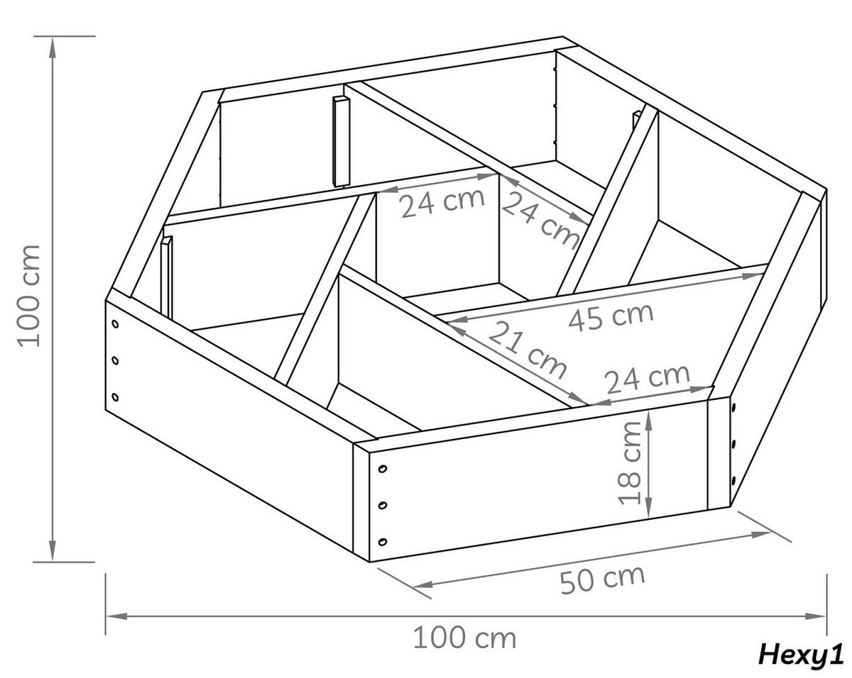 PFLANZBEET Hexy1 - Braun, Holz (100/80/100cm) - needs&wants