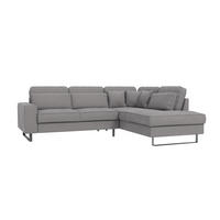 ECKSOFA Floe Hellgrau Cord - Hellgrau/Schwarz, Holz/Kunststoff (290/231cm) - S-Style Möbel