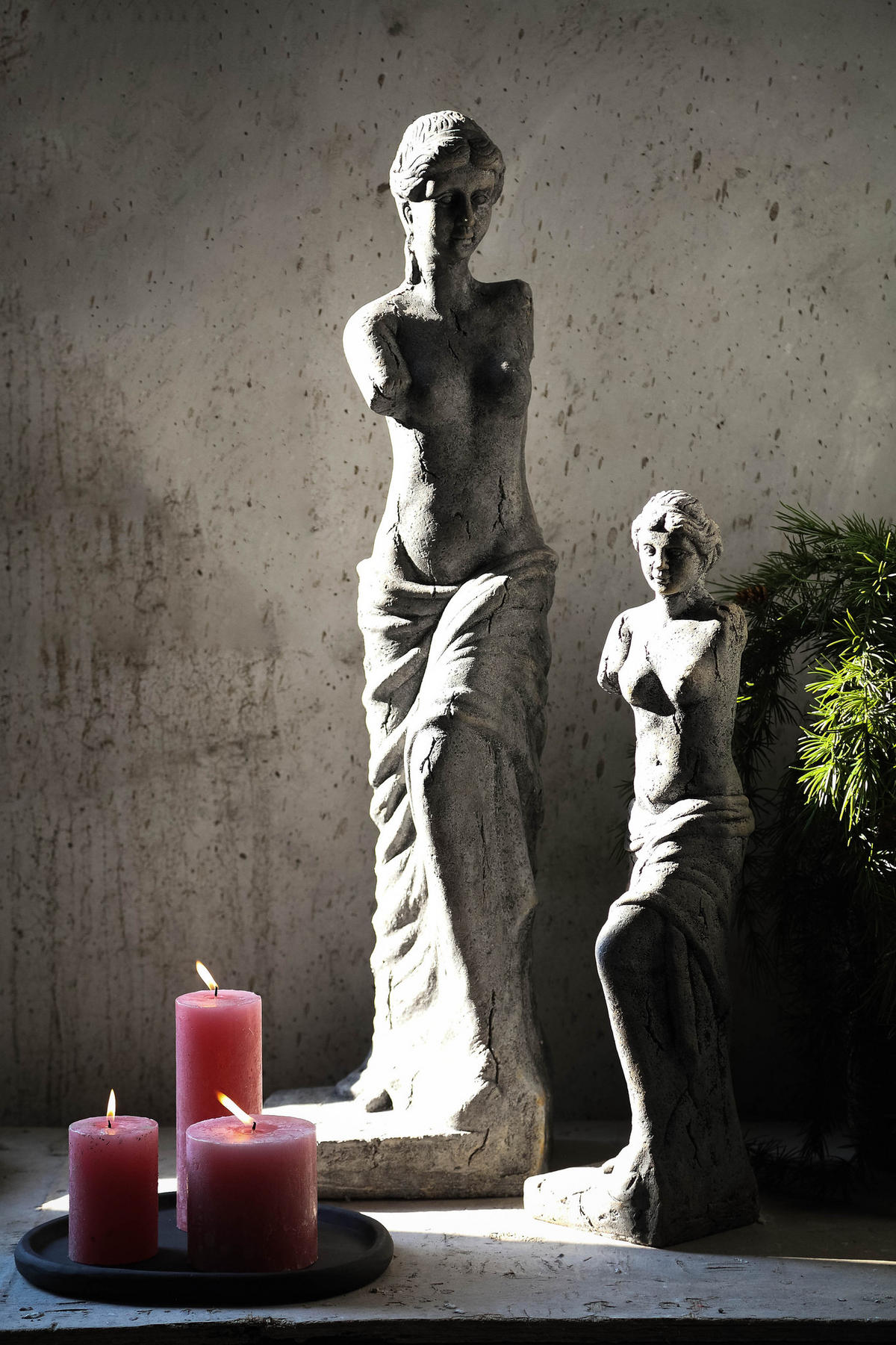 SKULPTUR Olivette Schwarz 16/15/60cm - Schwarz, Stein (15/60/16cm) - PTMD Collection
