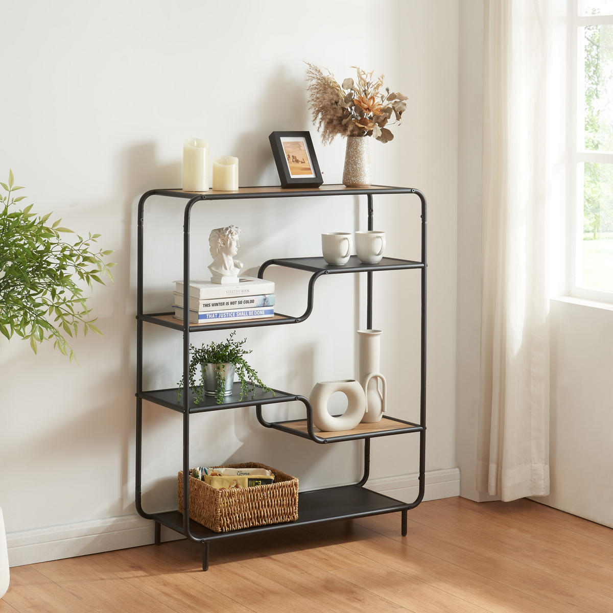 BÜCHERREGAL Kristiansand - Schwarz, Metall (80/101/30cm) - [en.casa]