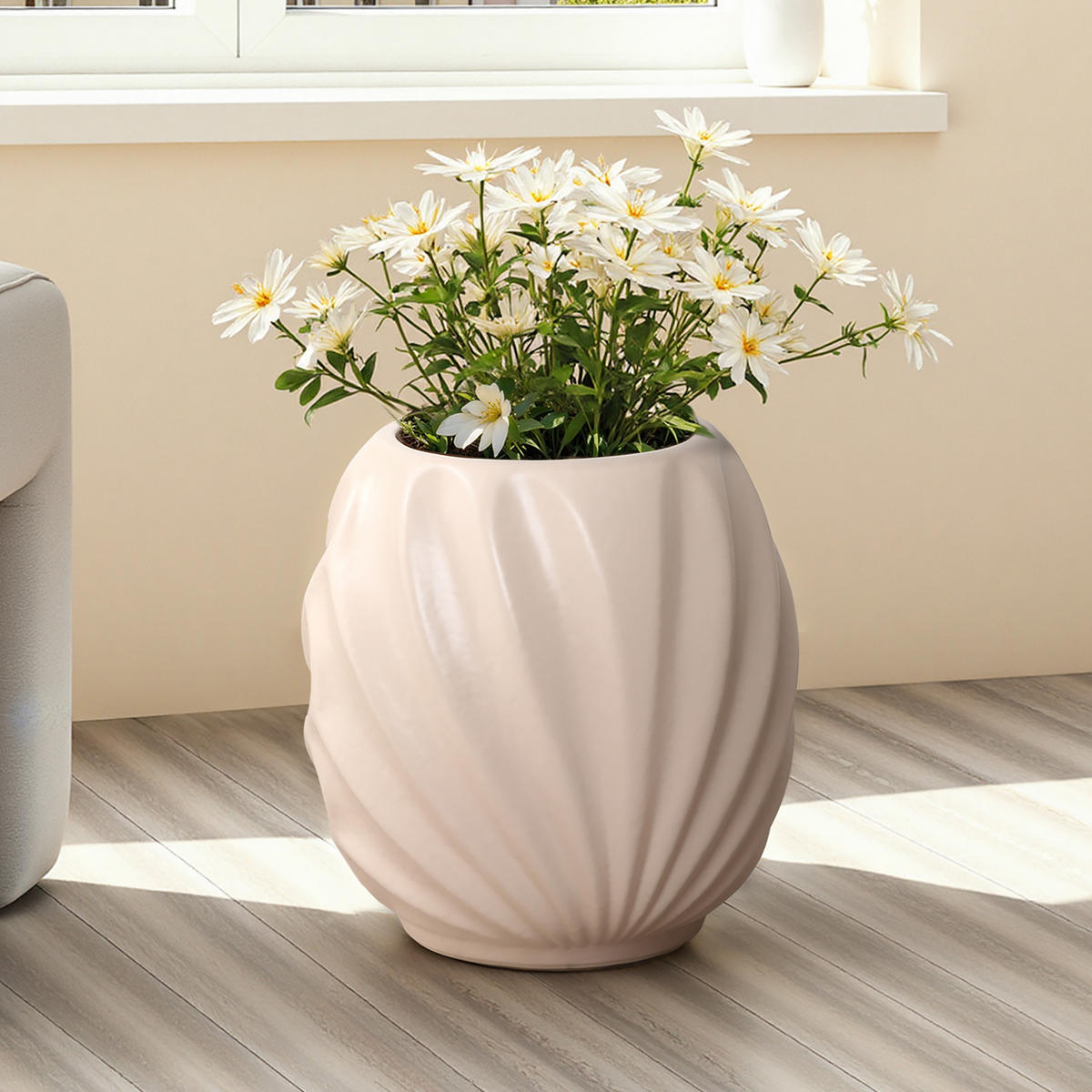 KERAMIK-BLUMENTOPF hellrosa, Ø 31 × H 32 cm - Rosa, Keramik (31.8cm) - Hometopia