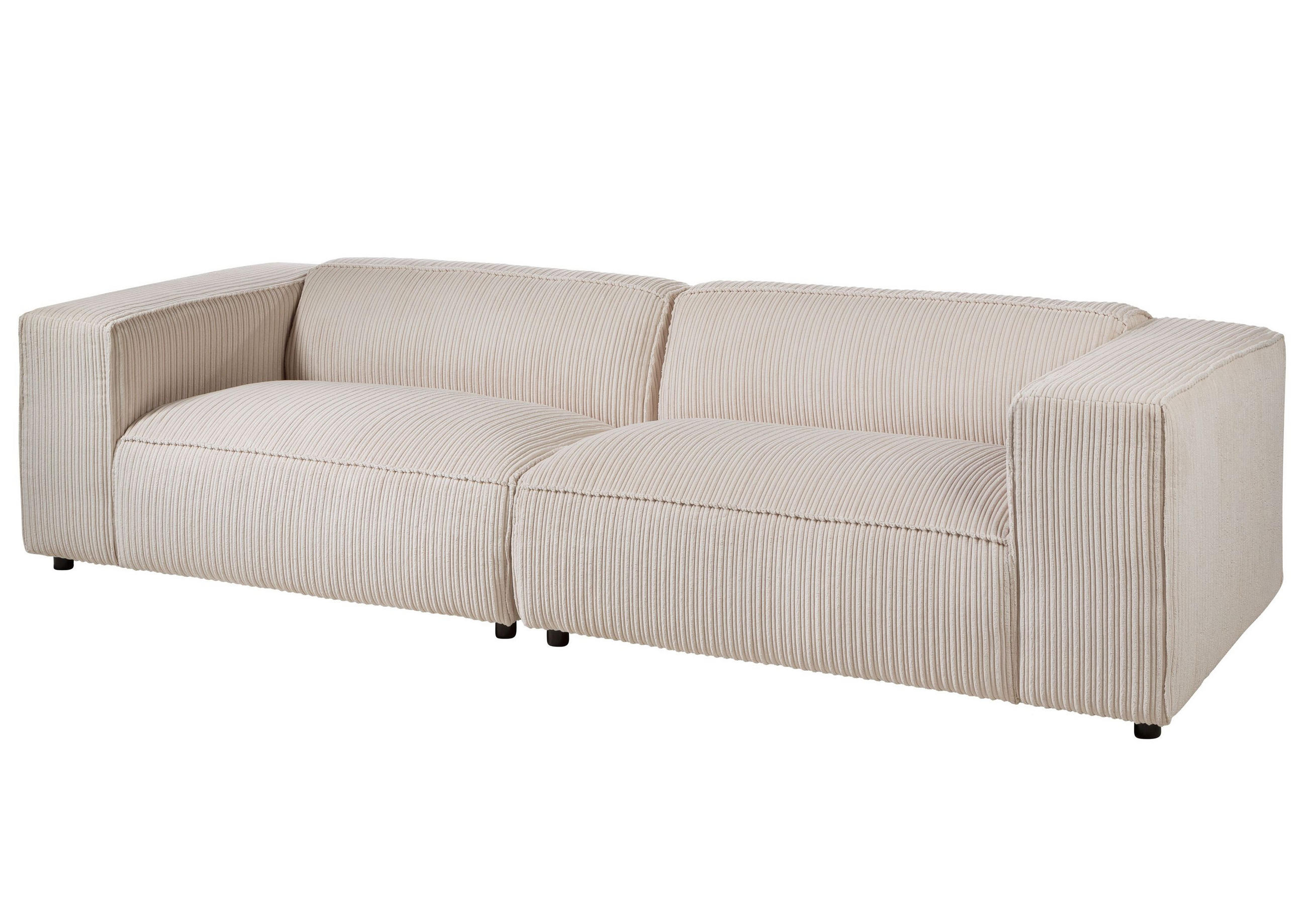 SOFA 3-Sitzer 286x103x69 Cord elfenbein VALENCIA - Beige, Holzwerkstoff (286/69/103cm) - Massivmoebel24