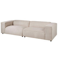 SOFA 3-Sitzer 286x103x69 Cord elfenbein VALENCIA - Beige, Holzwerkstoff (286/69/103cm) - Massivmoebel24