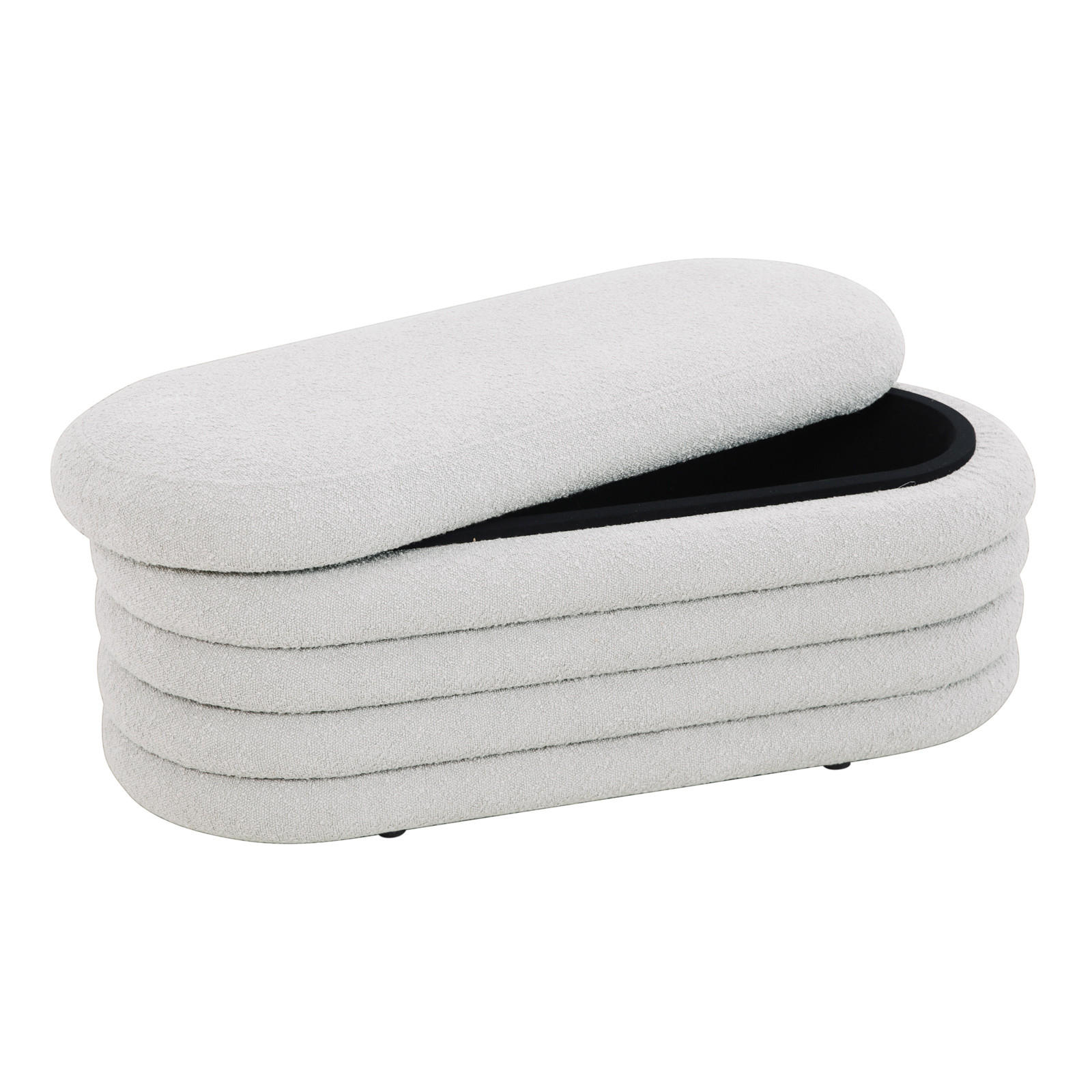 HOCKER BLOSSOM XL mit Aufbewahrung Boucle Weiß - Weiß, Textil (45/42/108cm) - SVITA