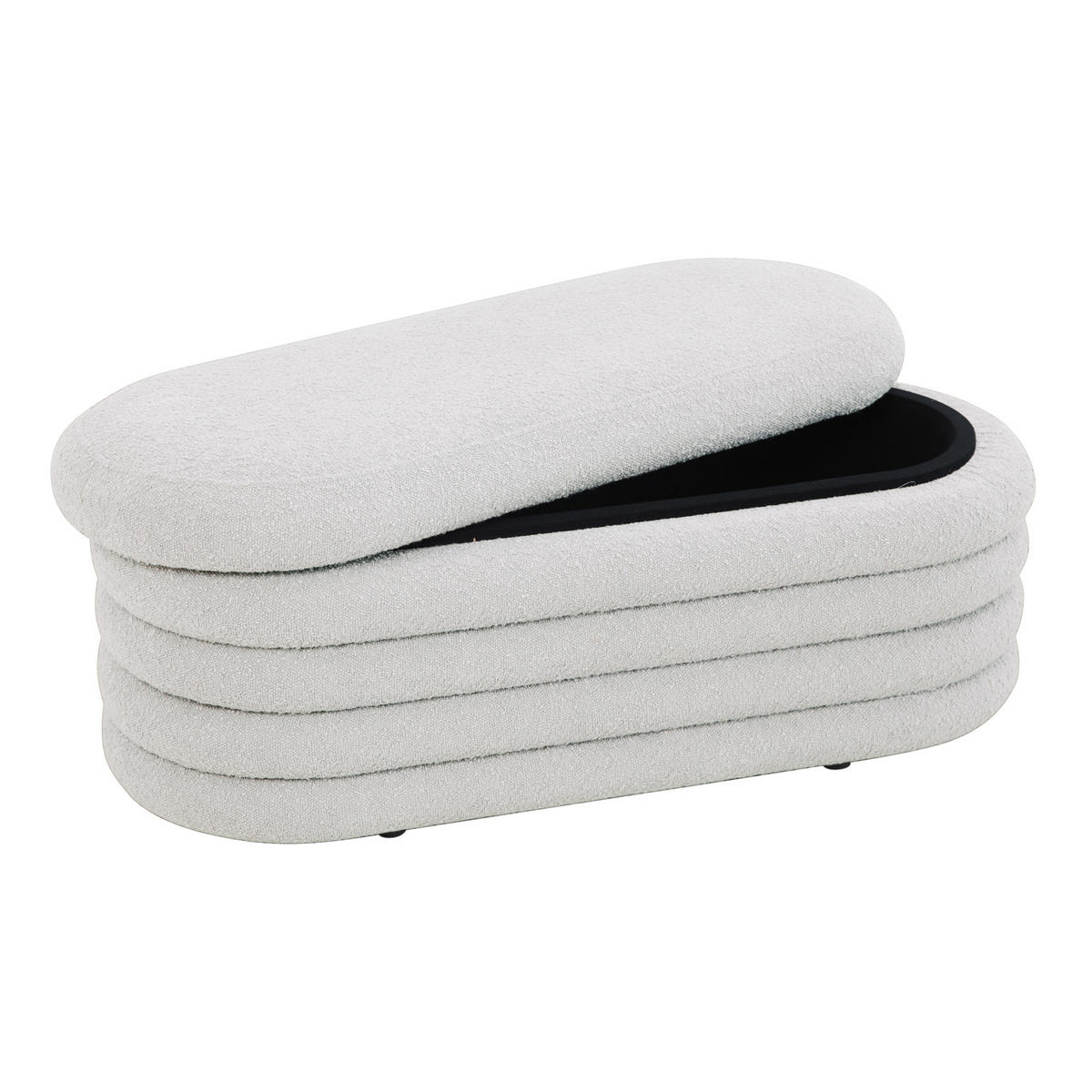 HOCKER BLOSSOM XL mit Aufbewahrung Boucle Weiß - Weiß, Textil (45/42/108cm) - SVITA