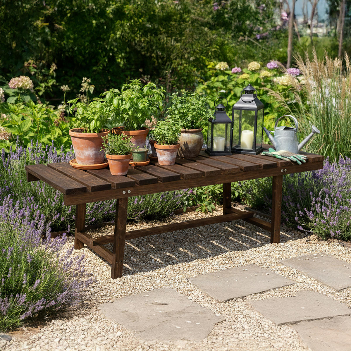 GARTENBANK - Dunkelbraun, Holz (110/35/38cm) - Relaxdays