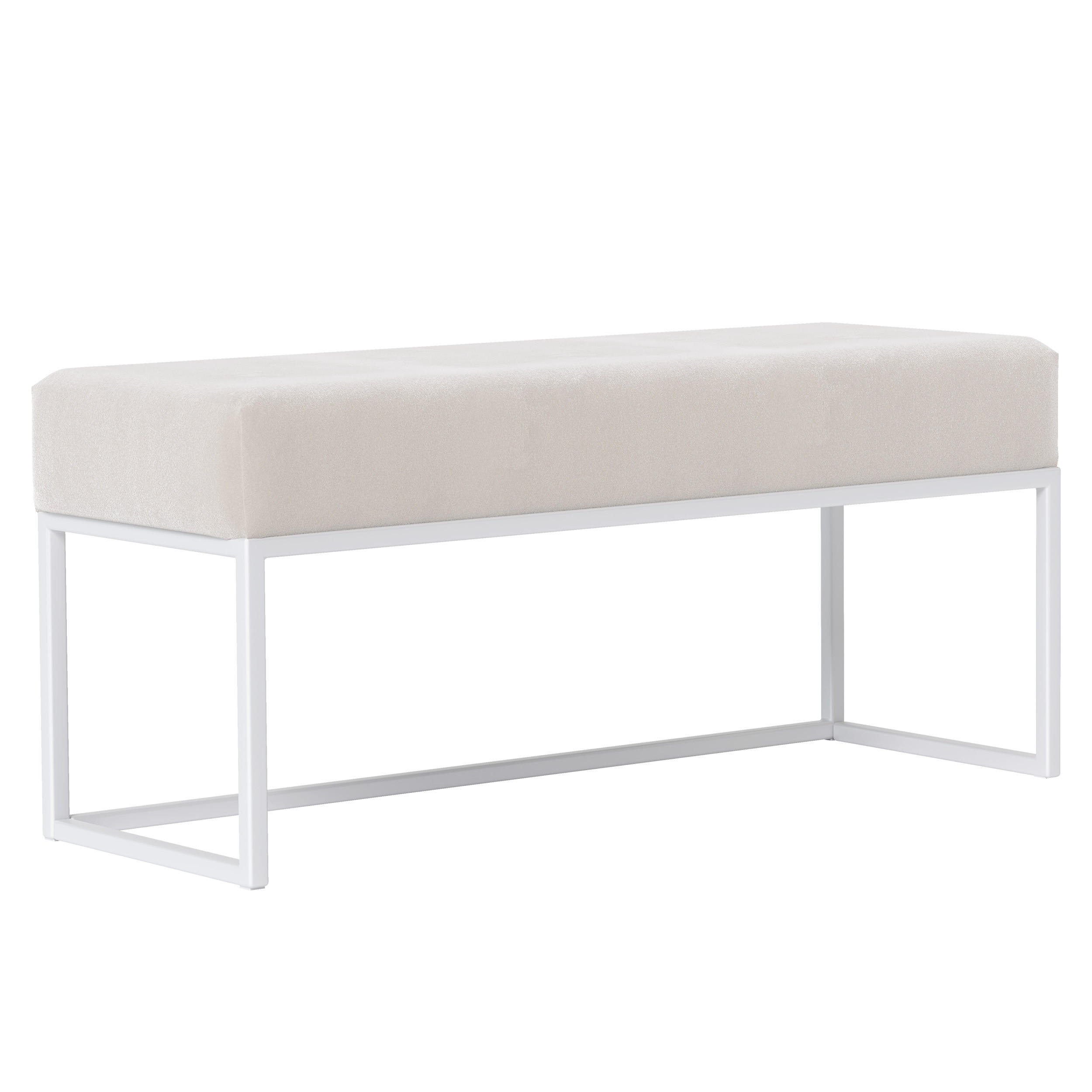 POLSTERBANK PURE 100 cm Metallgestell, Weiß / Creme - Creme/Weiß, Textil/Metall (100/44/30cm) - Idohome