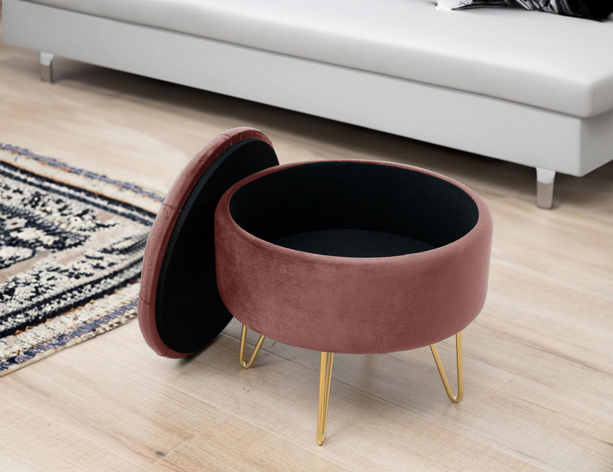 SITZHOCKER mit Stauraum, Polsterhocker Rosa 38/33/38 - Rosa, Textil (38/33/38cm) - RAUMHIRSCH FURNITURE