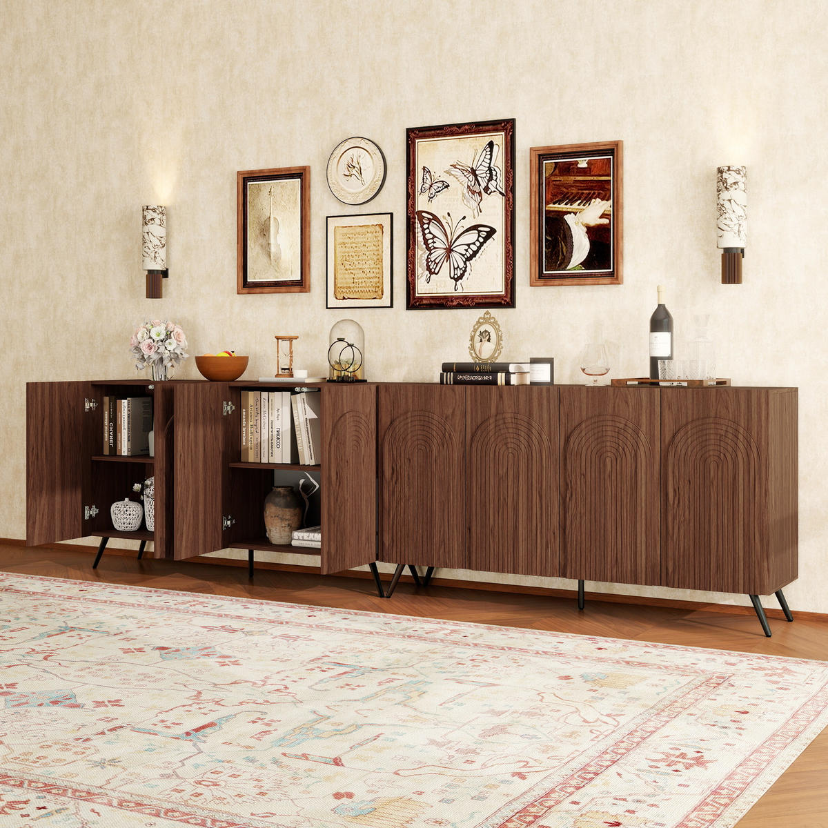 SIDEBOARD 150/38/83 cm walnussbraun aus Holzwerkstoff mit verstellbaren Einlegeböden - Walnussfarben, Holzwerkstoff (150/83/38cm) - OKWISH