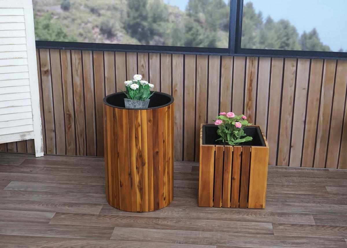 PFLANZKASTEN Braun, Schwarz - Schwarz/Braun, Holz (34/50/34cm) - MCW