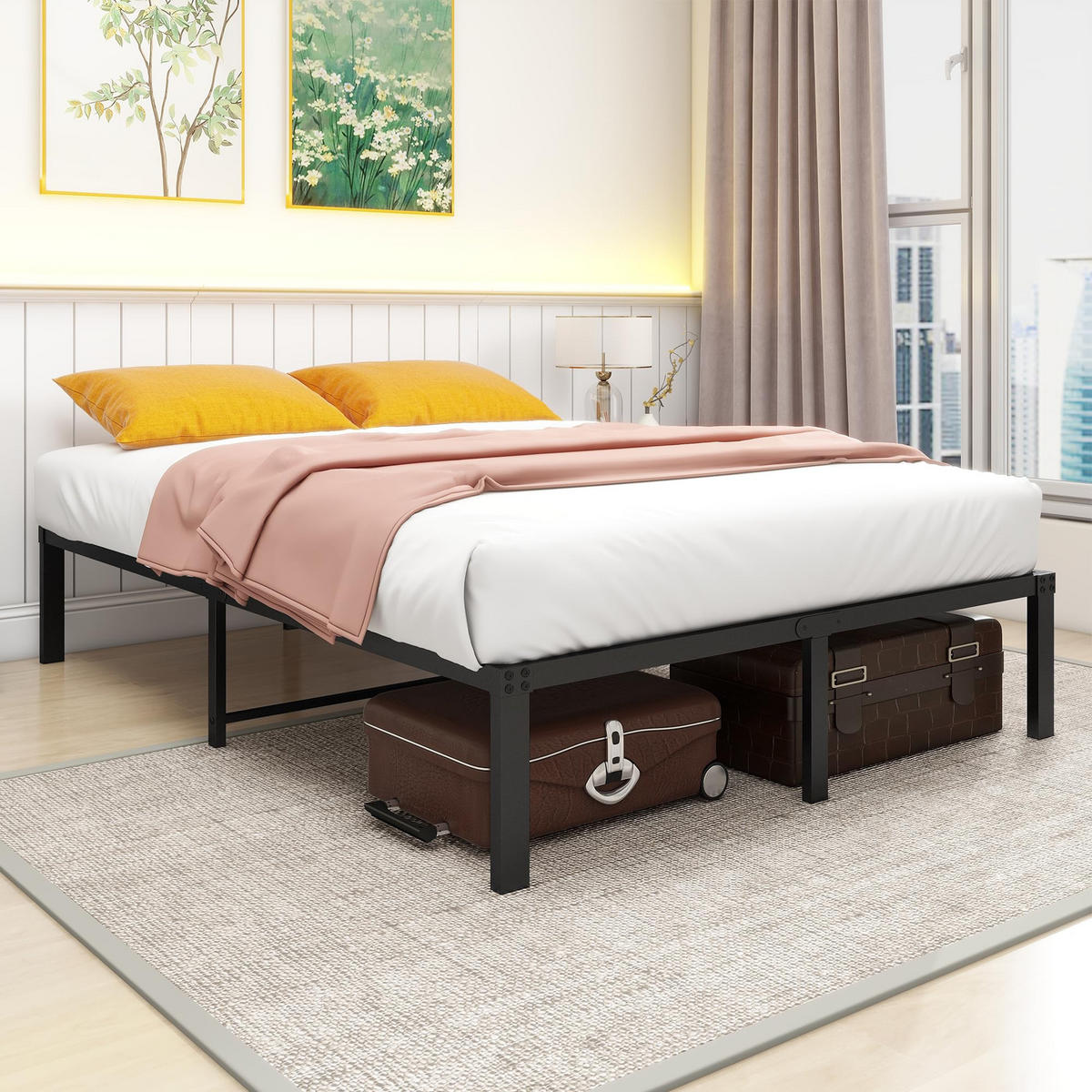 METALLBETT 140/200 cm DE-33035 mit Stauraum und geräuschlos Schwarz - Schwarz, Metall (140/200cm) - ComfortXL