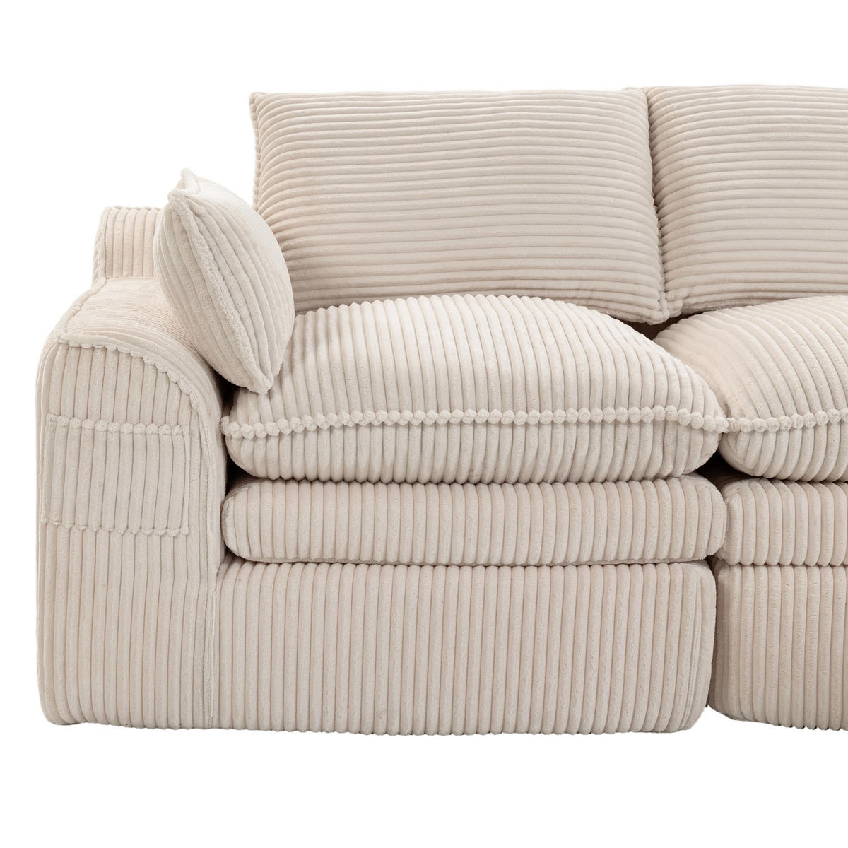 2-SITZER-SOFA DE-33774 Federkern mit Seitentaschen Beige - Beige, Metall (191/85/94cm) - ComfortXL
