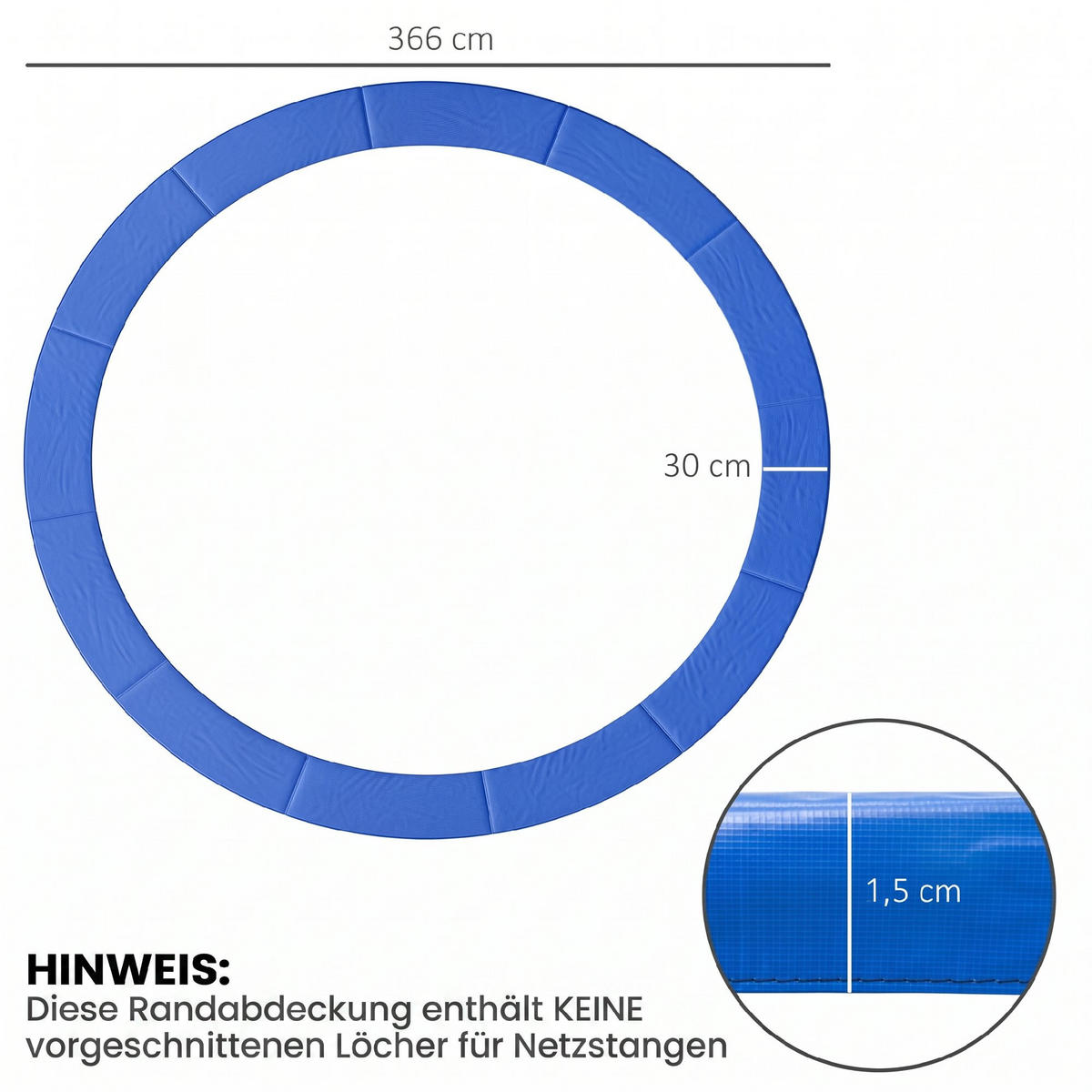 RANDABDECKUNG, PVC, Blau, Ø366 cm - Blau, Kunststoff (366/366cm) - HOMCOM