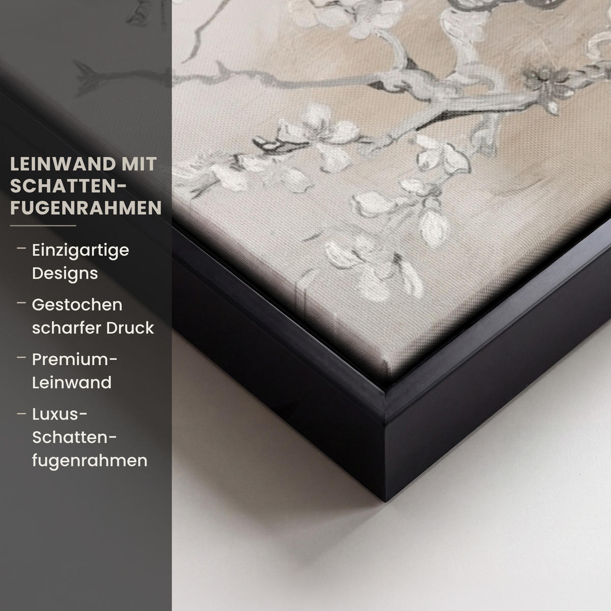 LEINWAND Bilder mit Rahmen - Mandelblüte - Kunst - Van Gogh - Beige - Abstrakt - 70x50 - Braun, Textil (70/50cm) - MuchoWow