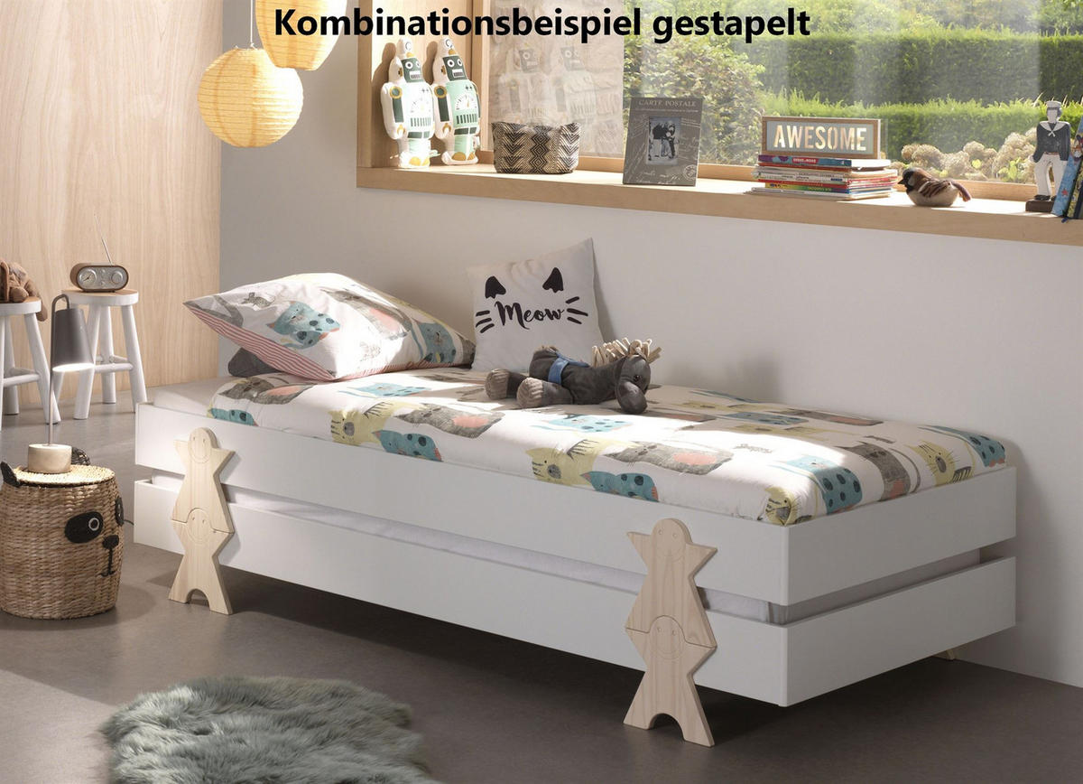 STAPELBETT Karlene 204x28x94 aus MDF in Weiß - Weiß, Holzwerkstoff (90/200cm) - 58aufmkessel