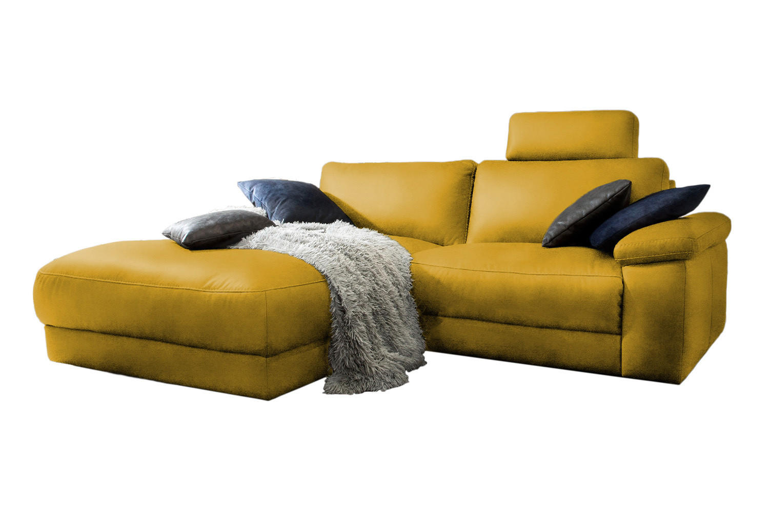 ECKSOFA MOTORISCH. RELAXFUNKTION LOLA Gold Webstoff - Goldfarben/Schwarz, Textil (233/178cm) - KAWOLA