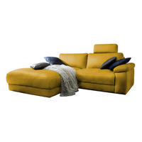 ECKSOFA MOTORISCH. RELAXFUNKTION LOLA Gold Webstoff - Goldfarben/Schwarz, Textil (233/178cm) - KAWOLA