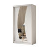 KLEIDERSCHRANK mit Spiegel-Schiebetüren und Aluminium-Leisten, LED-Beleuchtung - VOXI - 120 cm Weiß - Weiß, Holzwerkstoff (120/216/61cm) - ALTDECOR