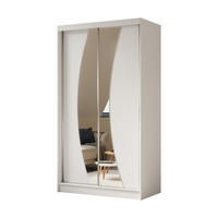 KLEIDERSCHRANK mit Spiegel-Schiebetüren und Aluminium-Leisten, LED-Beleuchtung - VOXI - 120 cm Weiß - Weiß, Holzwerkstoff (120/216/61cm) - ALTDECOR