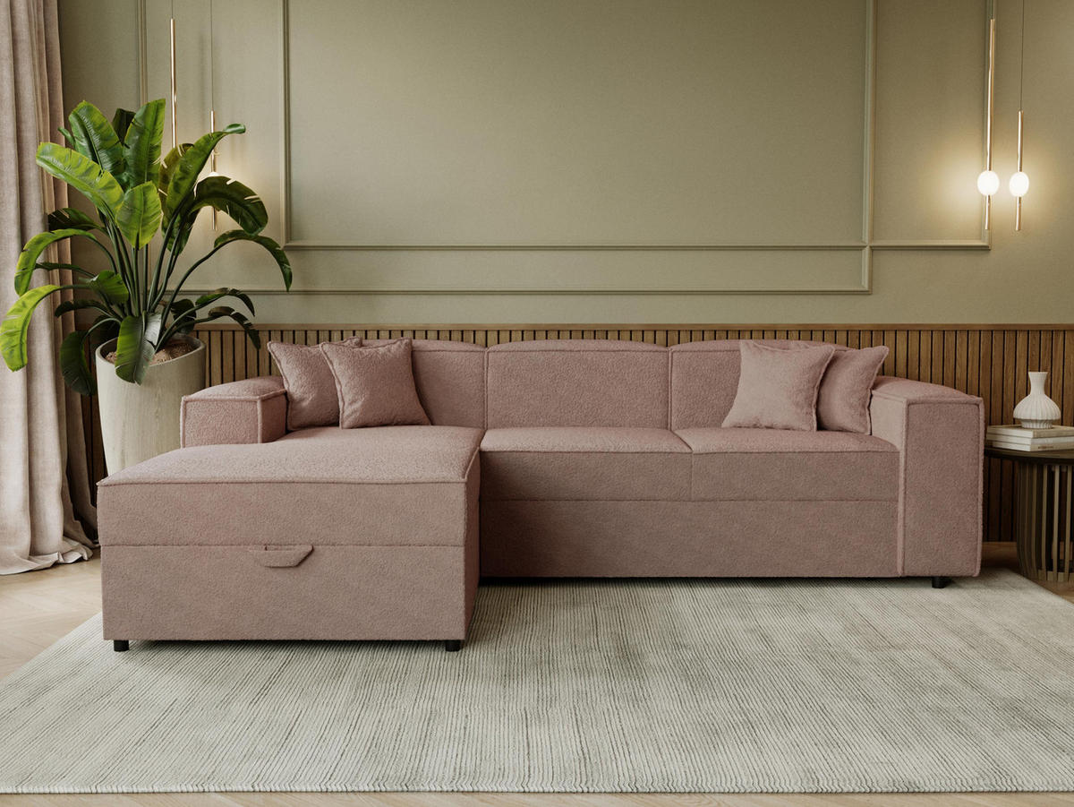 ECKSOFA Santos L, Seite: Links - Hellbraun/Schwarz, Holzwerkstoff/Kunststoff (253/166cm) - MIRJAN24