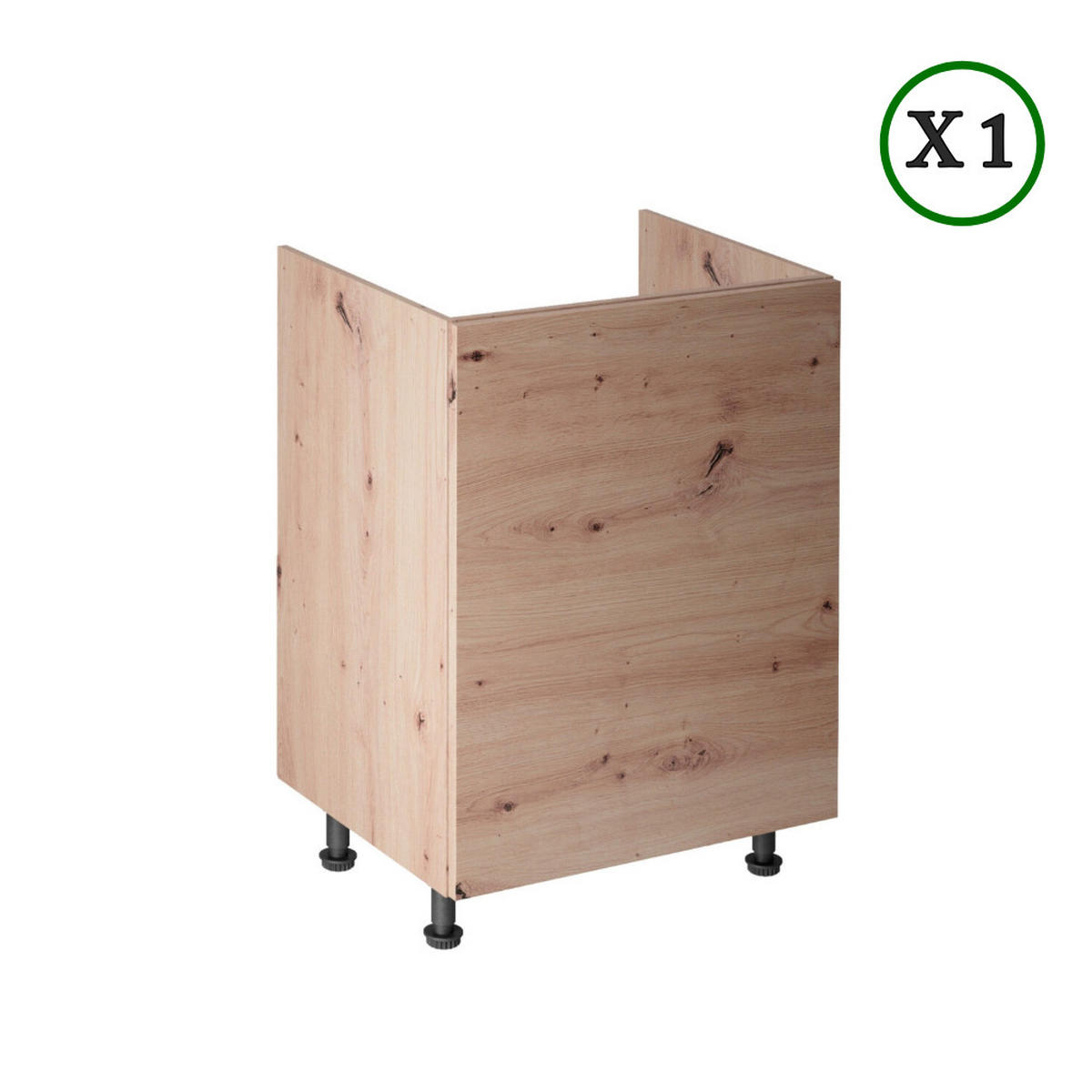 KÜCHENZEILE 260 cm - Langen K19-M260 - in Artisan Eiche - Schwarz/Eiche Artisan, Holz/Holzwerkstoff (260/210/47cm)