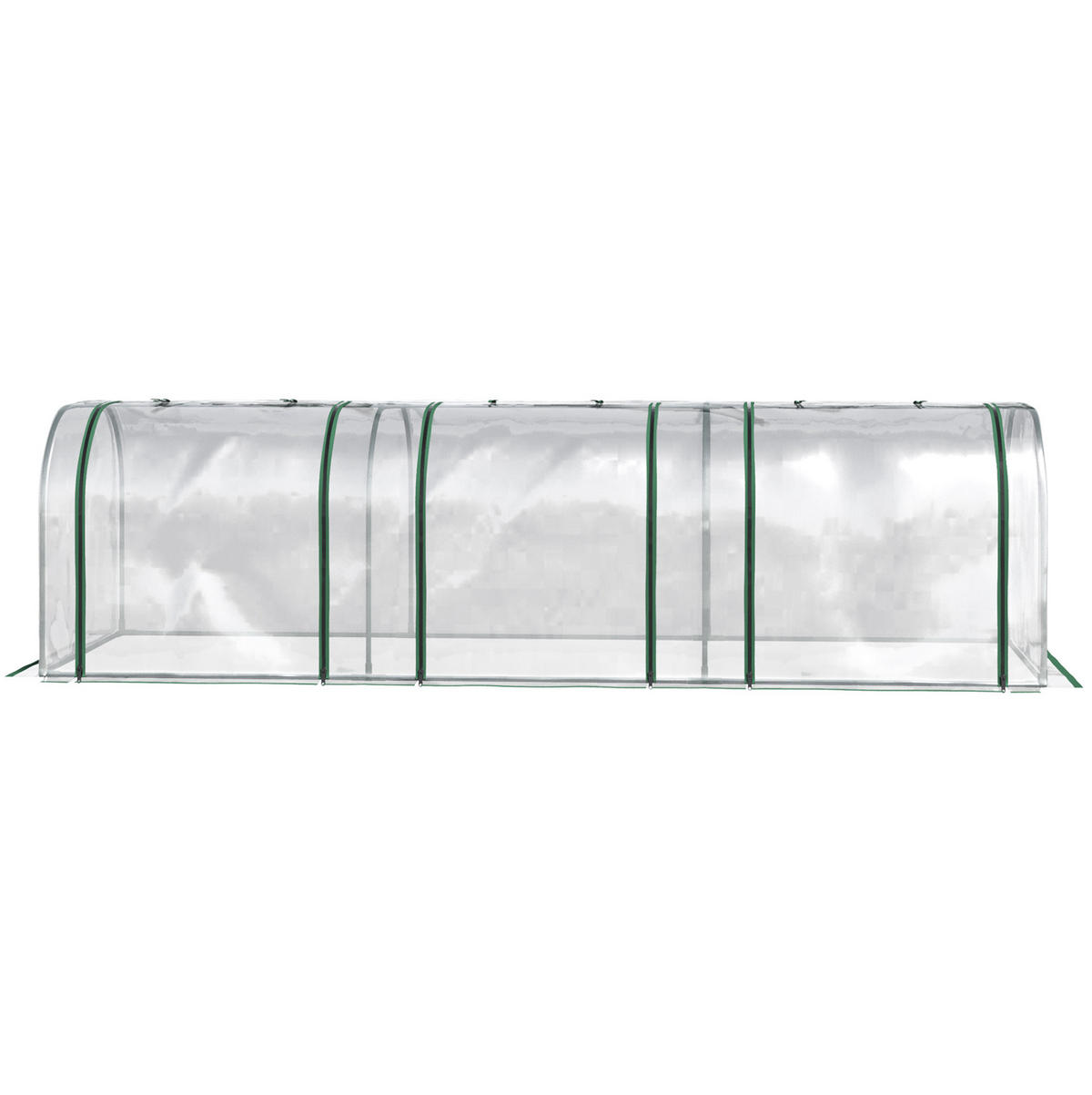 GEWÄCHSHAUS 295/100/80 cm Transparent aus Stahl mit 3 Reißverschlussfenstern - Transparent, Metall (100/80/295cm) - OKMYHOME