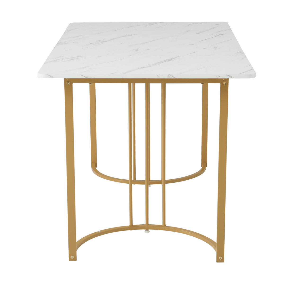ESSTISCH mit Metallgestell 140/80/75 cm in Weiß mit Marmor-Optik - Weiß, Holzwerkstoff (140/80/75cm) - BEAOK
