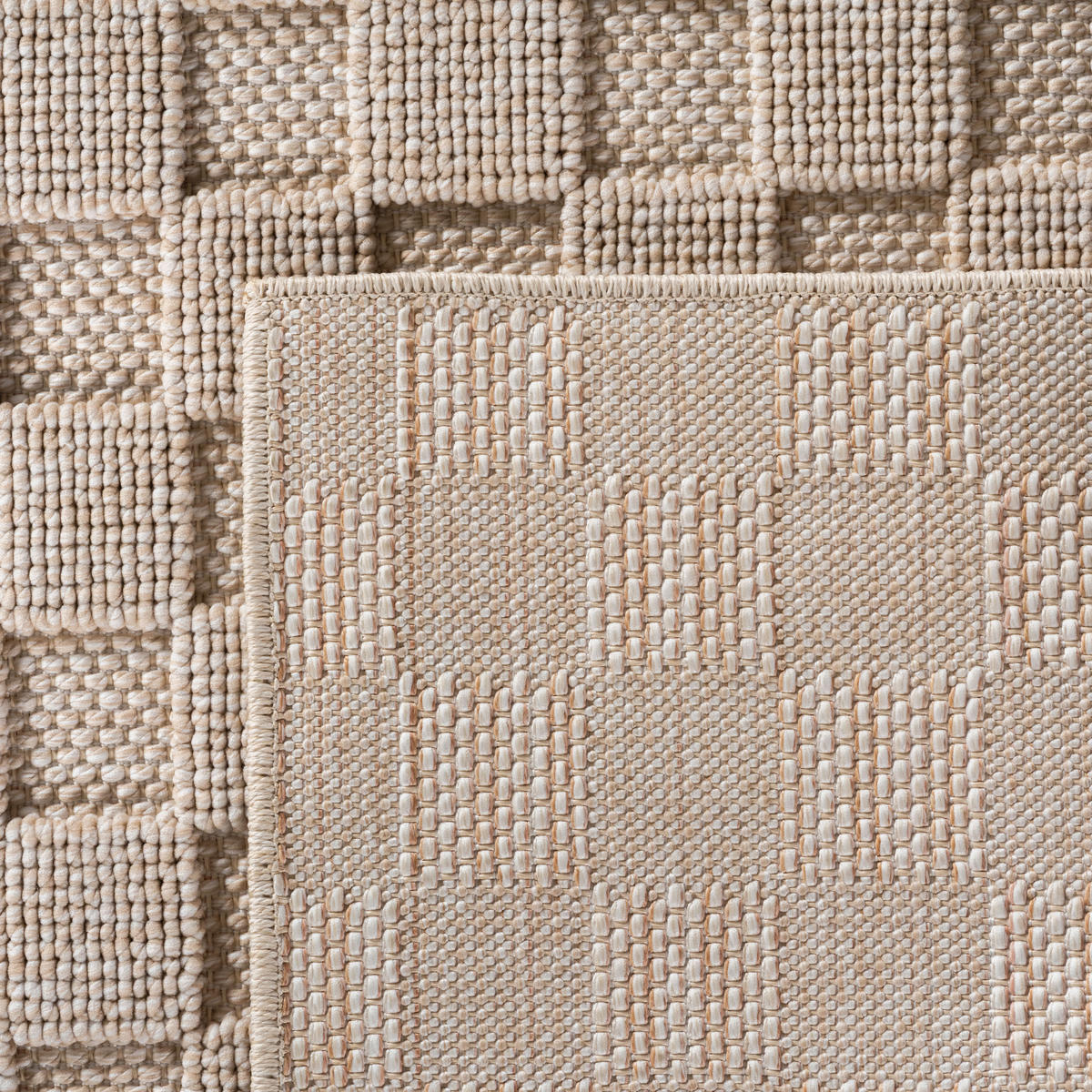 TEPPICH Flachgewebe LANGAU in Beige, mit Schachbrettmuster, 200 x 290 cm - Beige, Textil (200/290cm) - KADIMA DESIGN