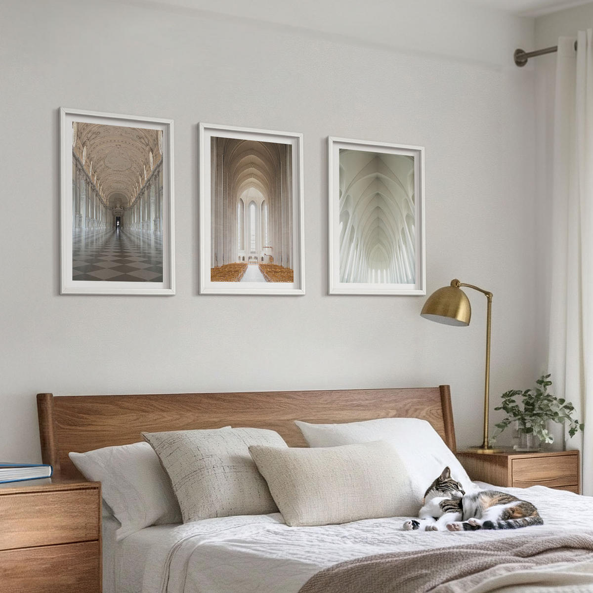 WANDBILDER 3er-Set - 40x60 cm Weißer Rahmen - Innenräume historischer Gebäude - Weiß, Kunststoff (40/60cm) - ArtPrintCave
