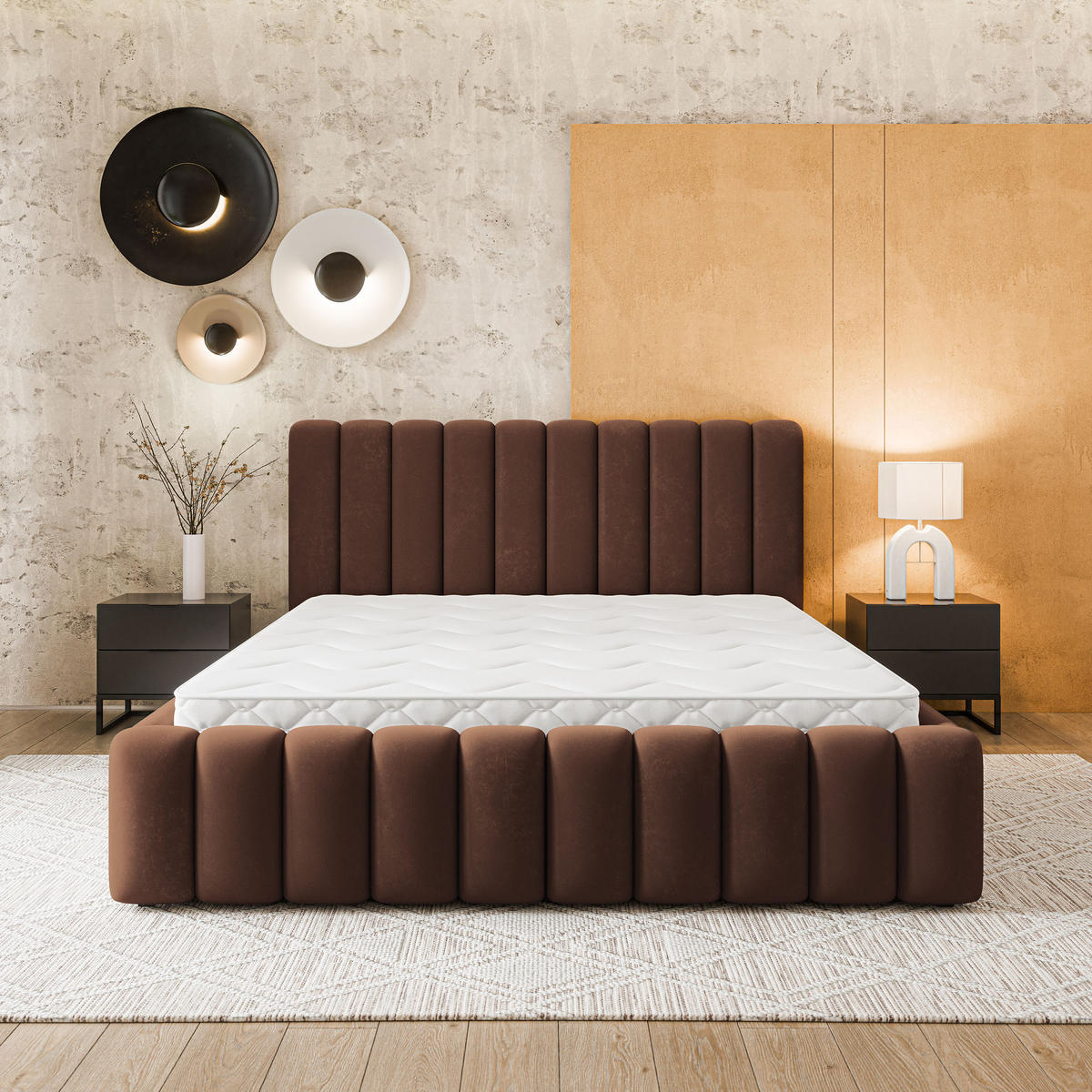 ČALOUNĚNÁ Postel DINESE 160x200 cm Hnědá - hnědá, kompozitní dřevo/textil (160/200cm) - MASSENO