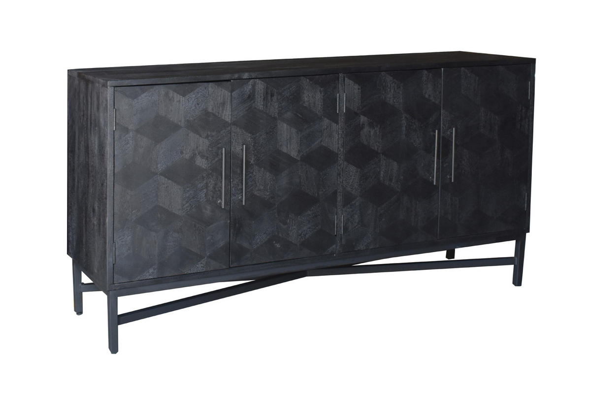 SIDEBOARD aus Holz und Metall 160cm, schwarz - Schwarz, Holz (160/85/45cm) - Giga Meubel