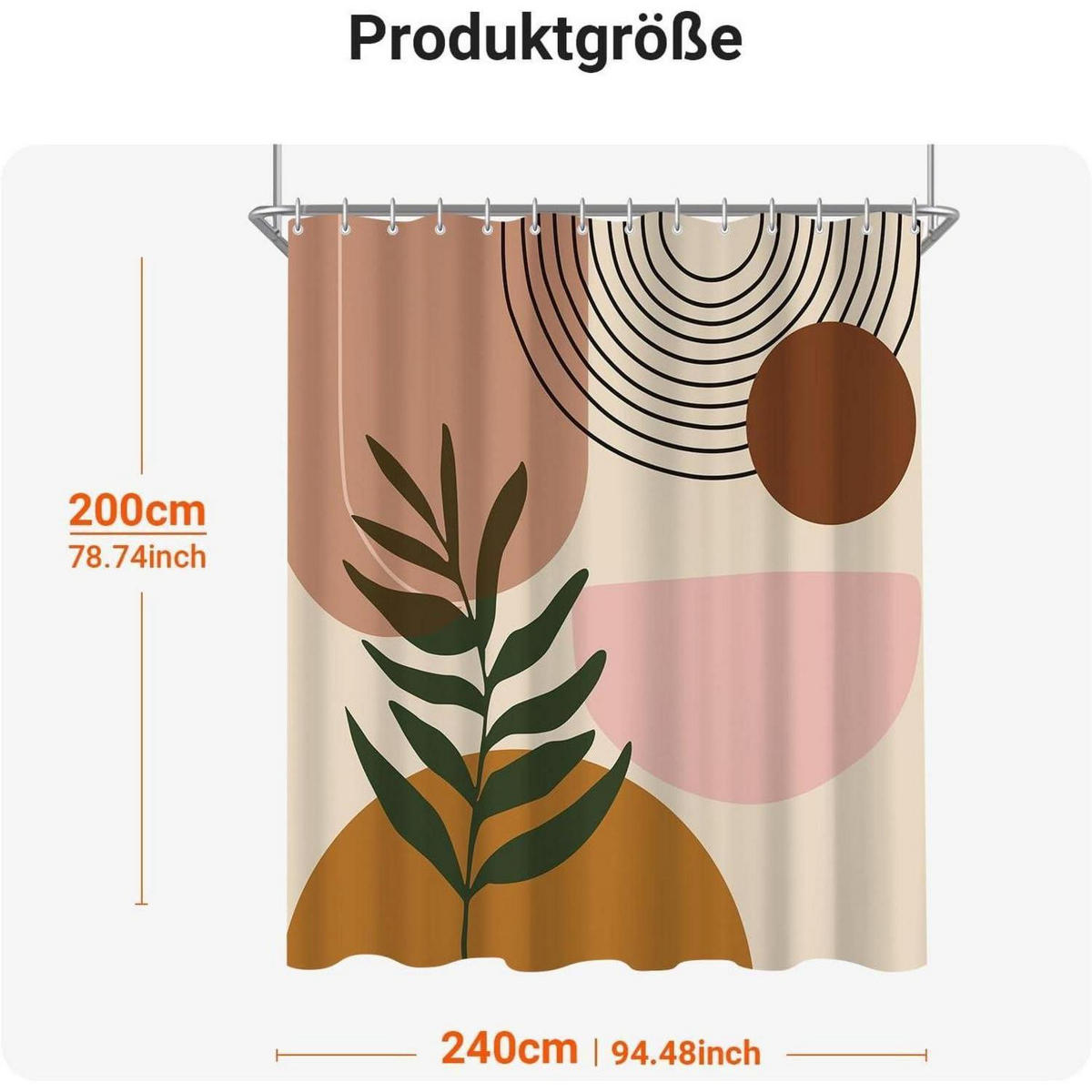 DUSCHVORHANG Blätterabdruck 240 x 200 cm - Multicolor, Textil (240/200cm)