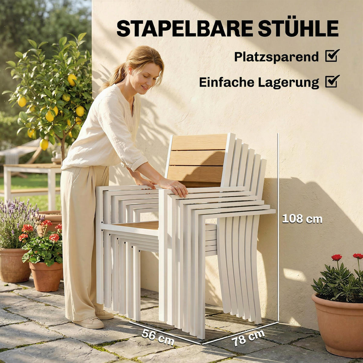 GARTENMÖBEL SET 7-teilig DE-09948 Teak - Teakfarben, Metall - ComfortXL