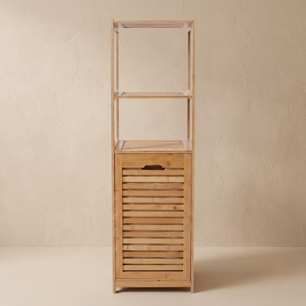 WÄSCHEKORB aus Bambus 32/35/118 cm - Beige, Naturmaterialien (35/118/32cm) - NUXIO