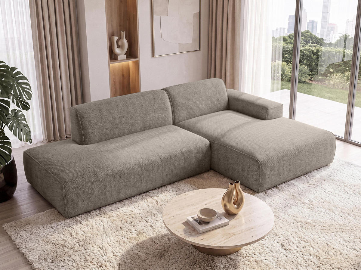 ECKSOFA L Form Didim Duo Braun 288/162/80 cm – stilvolle kleine Eckcouch Rechts - Schwarz/Braun, Kunststoff/Textil (162/288cm) - AX Living