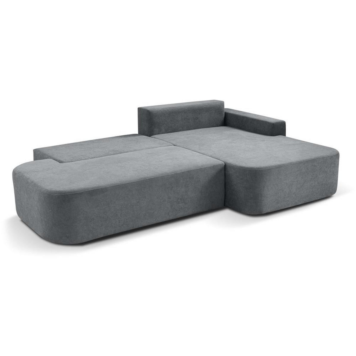 ECKSCHLAFSOFA Gavi grau velours rechts - Grau, Textil (269/171cm) - Beautysofa