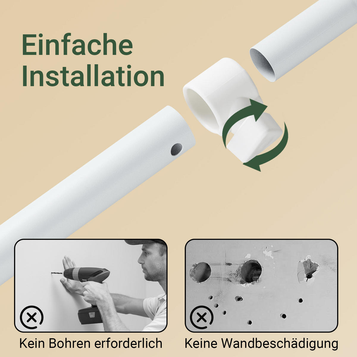 TELESKOP KLEIDERSTÄNDER Weiß-Natur - Weiß/Naturfarben, Kunststoff (198/295/24cm) - SoBuy