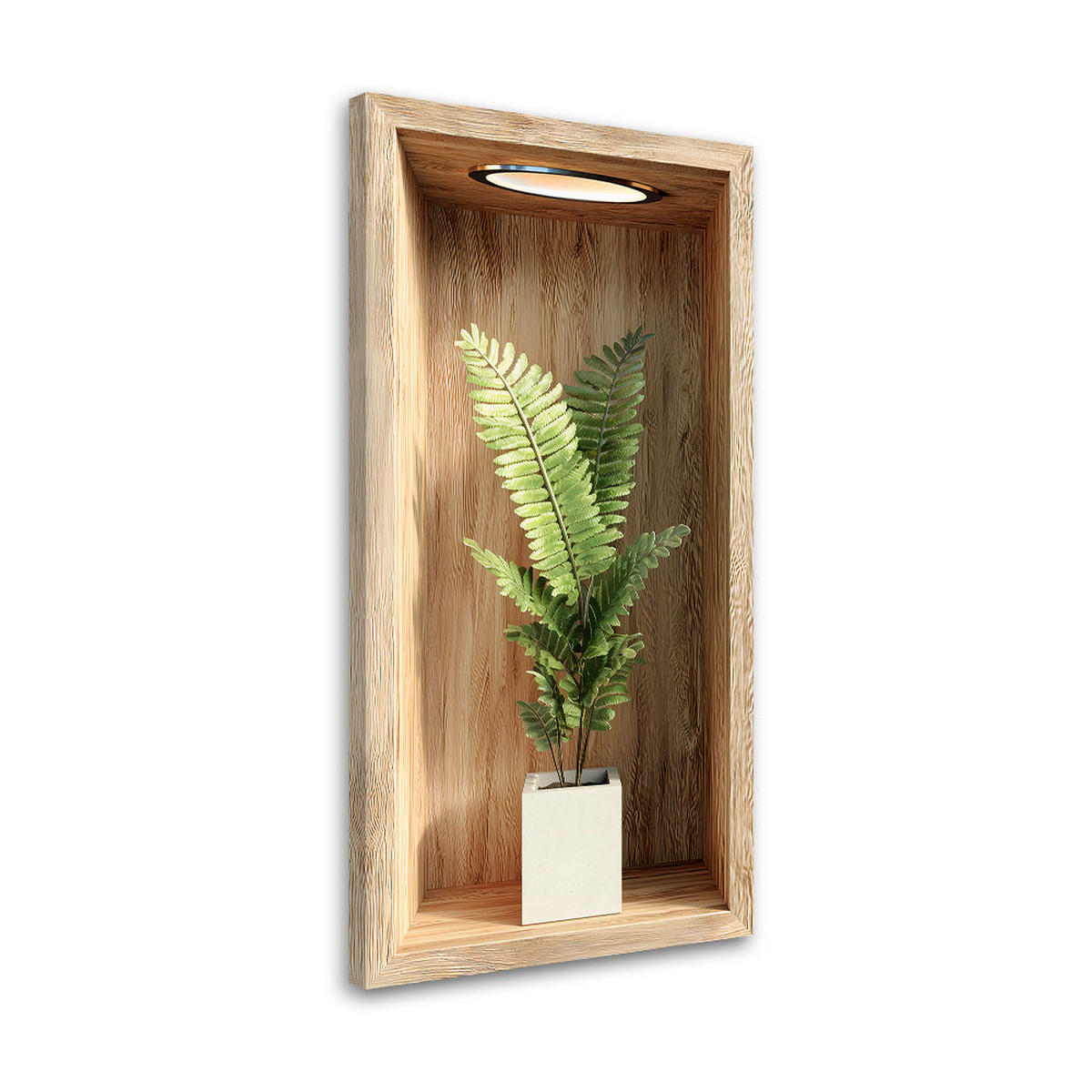 LEINWANDBILD Farnblätter in einer Holzvertiefung 40x80cm - Braun, Textil (40/80cm) - Feeby