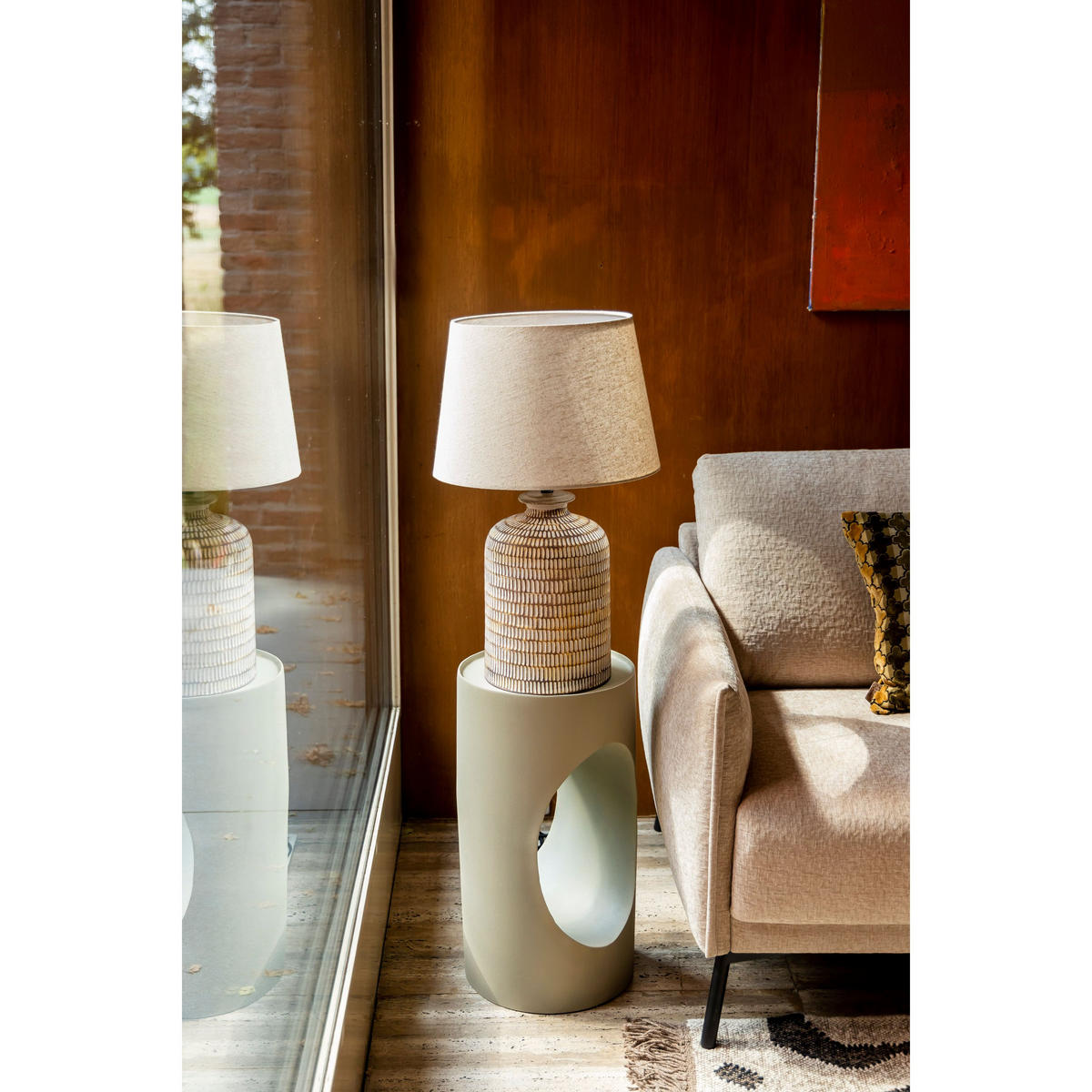 TISCHLAMPE Russel - Beige, Keramik (38/38/62cm) - Dutchbone
