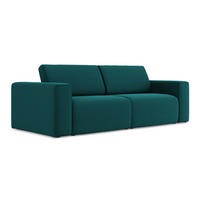 3-SITZER SOFA Samt Stoff Blau - Blau/Petrol, Kunststoff/Textil (224/80/103cm) - Makamii